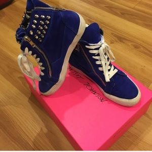 Betsey Johnson Blue Suede Spike Sneakers